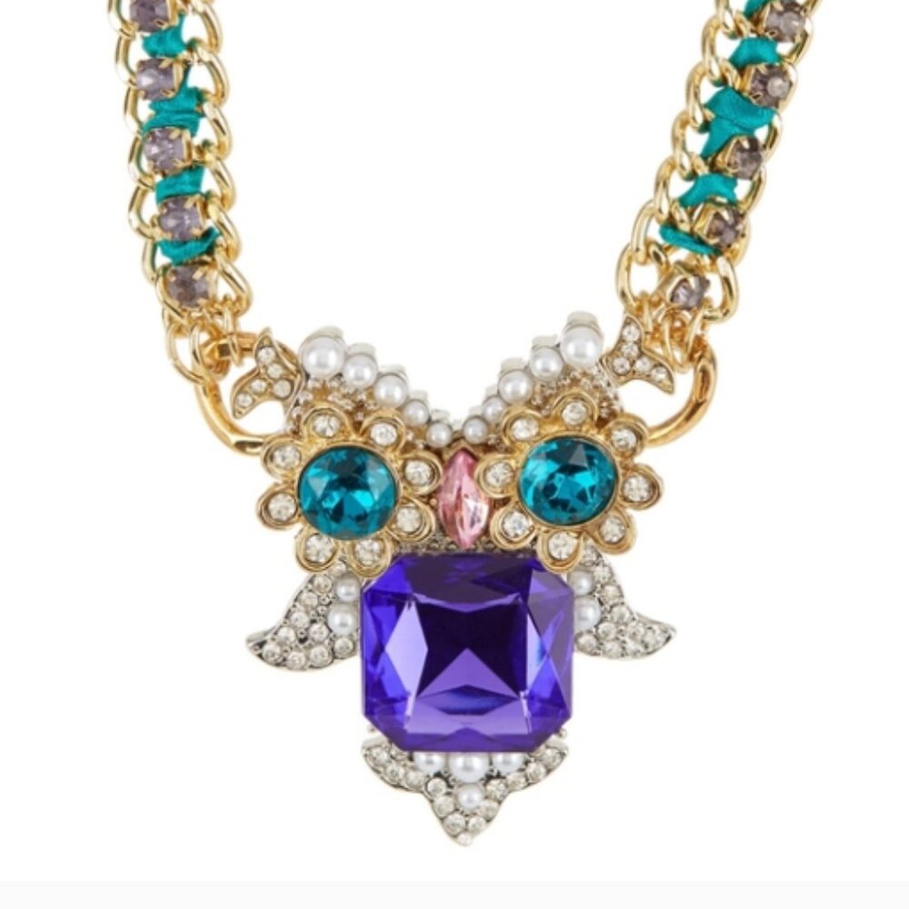 Betsey Johnson OWL STATEMENT NECKLACE - Picture 4 of 5